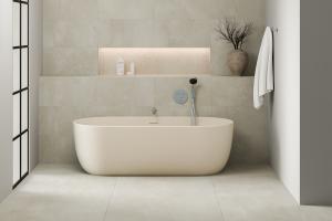 Modelado 3D baño con griferia, render de calidad fotorrealista para catalogo,