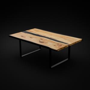 Modelado 3D y render fotorrealista de una mesa con epoxy para catalogo y ecomerce.
