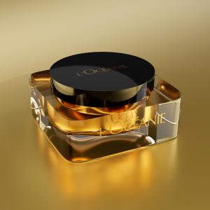 Modelado 3D y render fotorrealista de un tarro de cosmetica en vidrio.