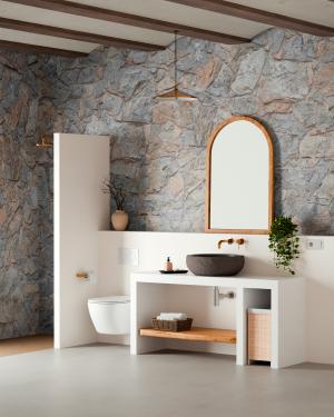 Modelado 3D de un cuarto de baño, render de calidad fotorrealista